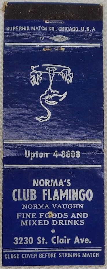 Vintage Superior Matchbook Cover Norma\'s Club Flamingo St Clair Ave Cobalt Blue