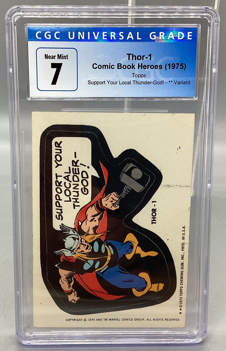 1975 Topps Marvel Super Heroes Stickers - Thor-1 Local Thunder-God ** - CGC 7