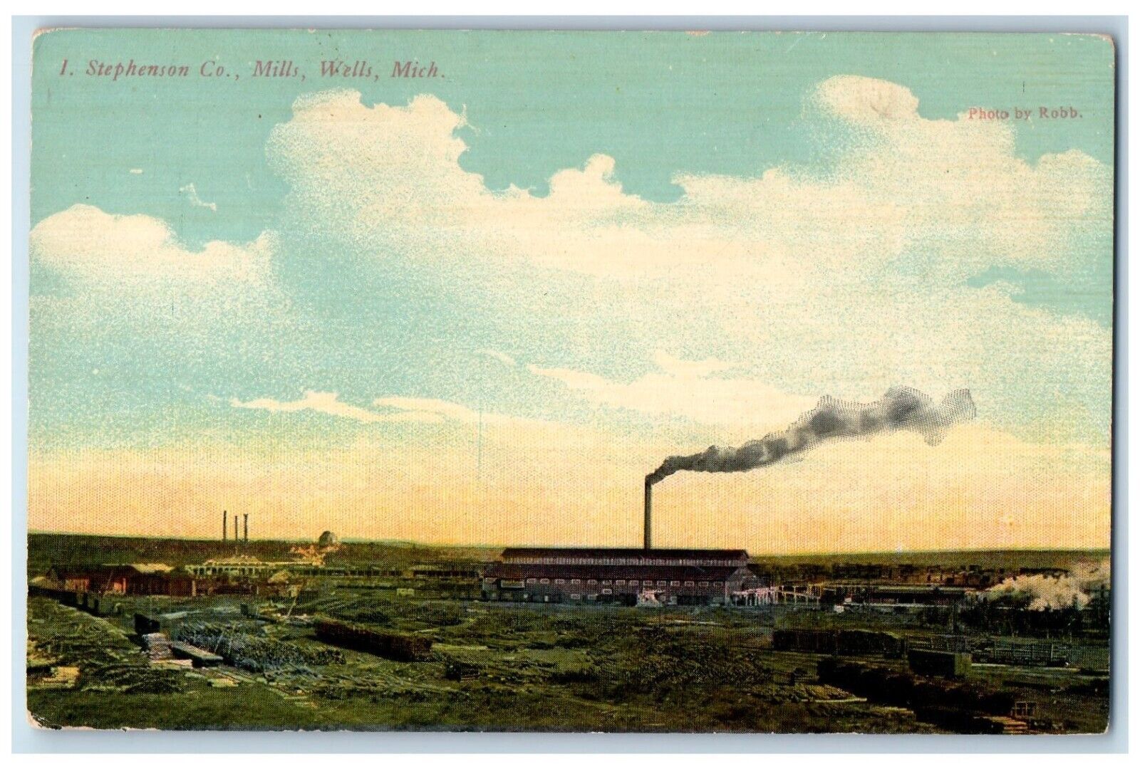 c1910\'s Bird\'s Eye View Of Stephenson Co. Mills Wells Michigan MI Postcard