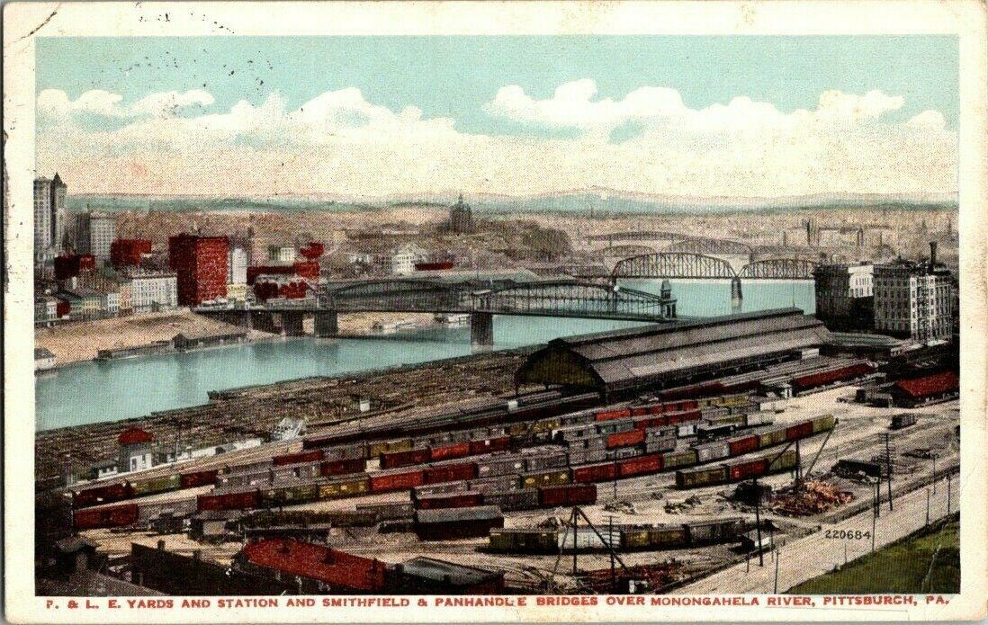 1915. PITTSBURGH,PA. P&LE YARDS, STATION. POSTCARD YD27