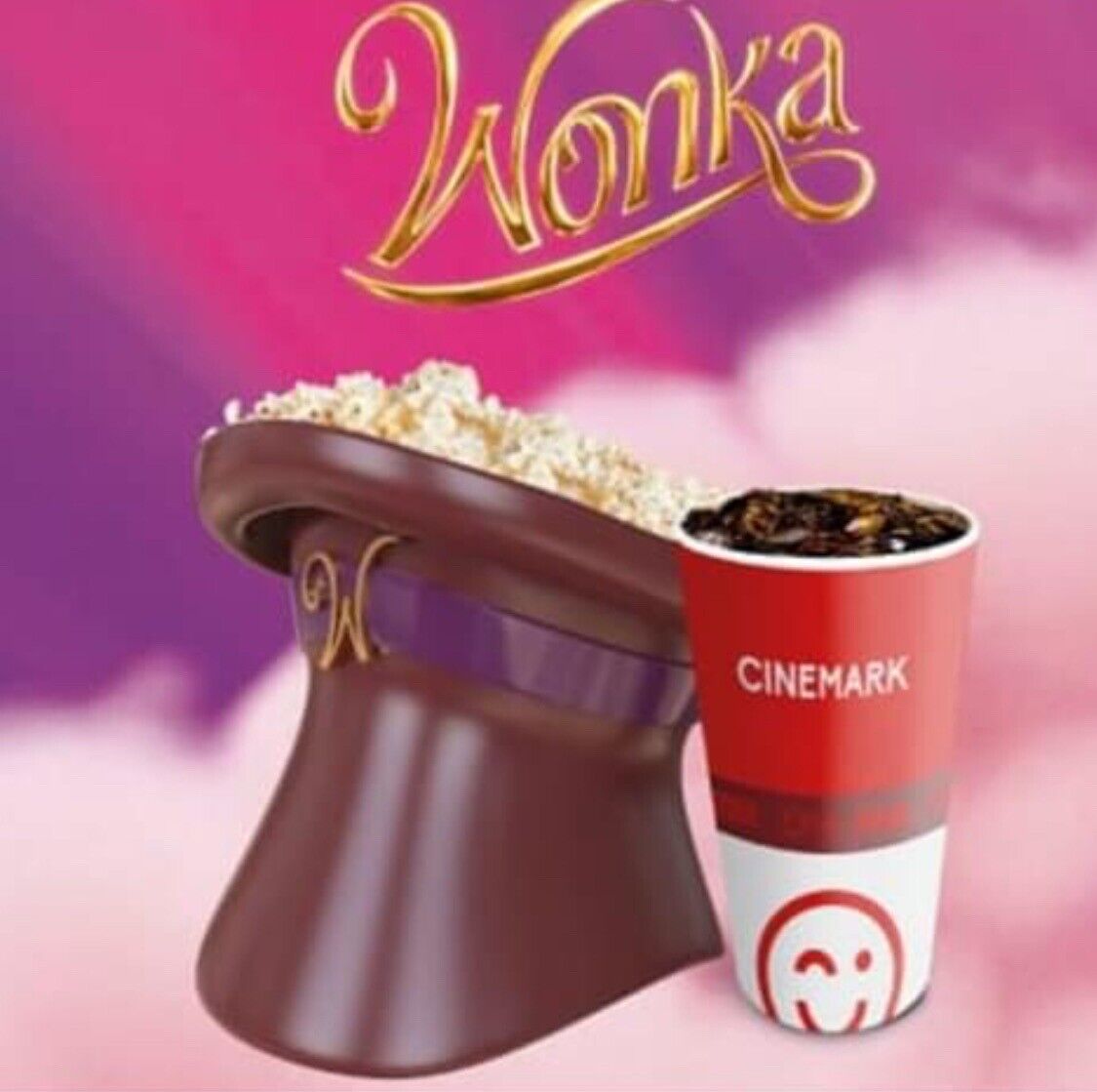 WONKA Movie popcorn HAT  EXCLUSIVE bucket 2023 IMPORT HTF 3d