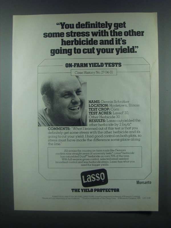 1985 Monsanto Lasso Ad - You Get Some Stress