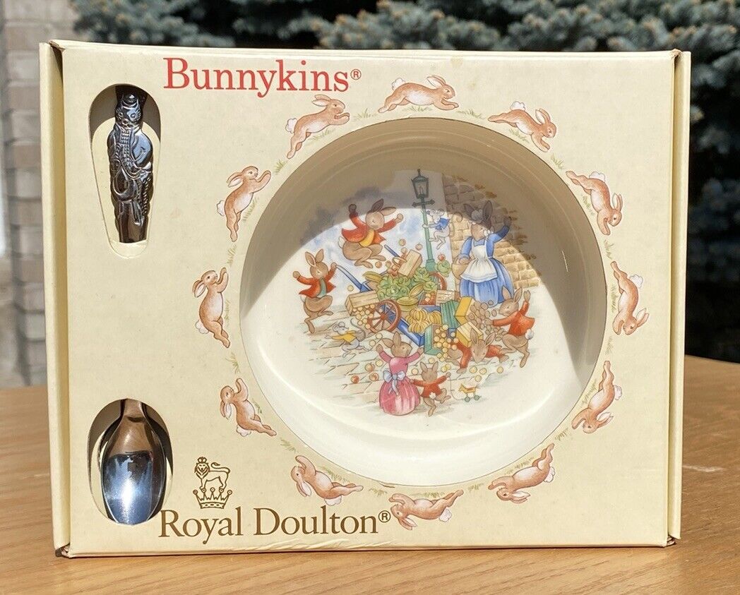 NEW Vintage Royal Doulton Bunnykins Nursery Set baby Bowl & Spoon NIB 