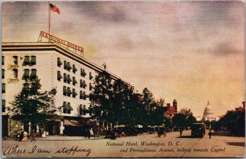 c1910s Washington, D.C. Postcard NATIONAL HOTEL / U.S. Capitol View UNUSED