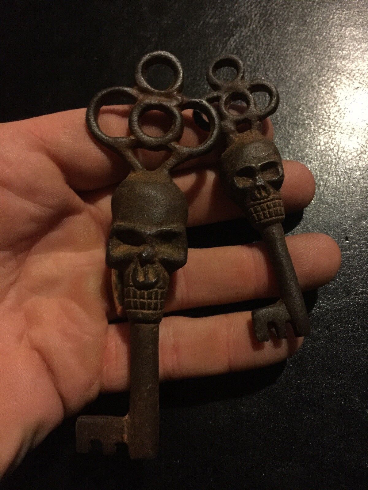 Victorian Skull Key Set Lot Cast Iron METAL Skeleton x2 Castle Collector GIFTS