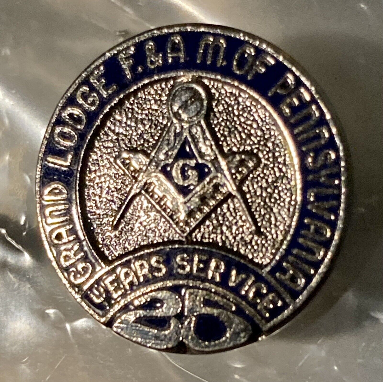 Masonic Grand Lodge of Pennsylvania F.& A.M. 25 Year Member Award Pin-Mason