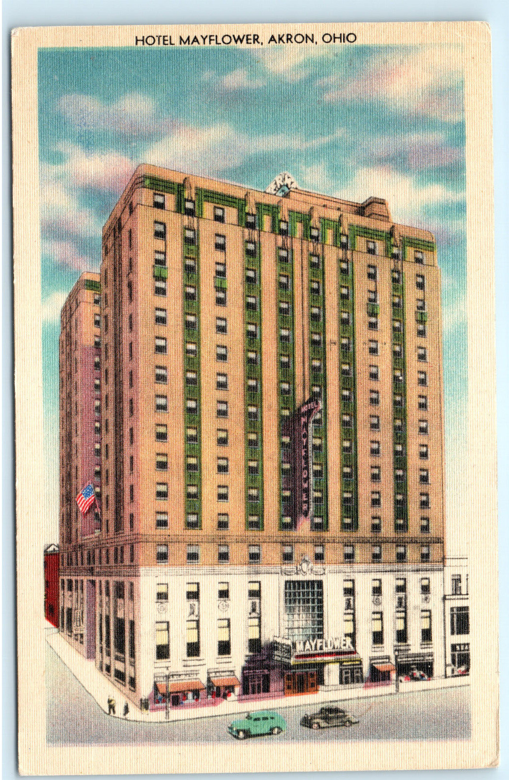 Hotel Mayflower Akron Ohio 1940s Vintage Postcard F23