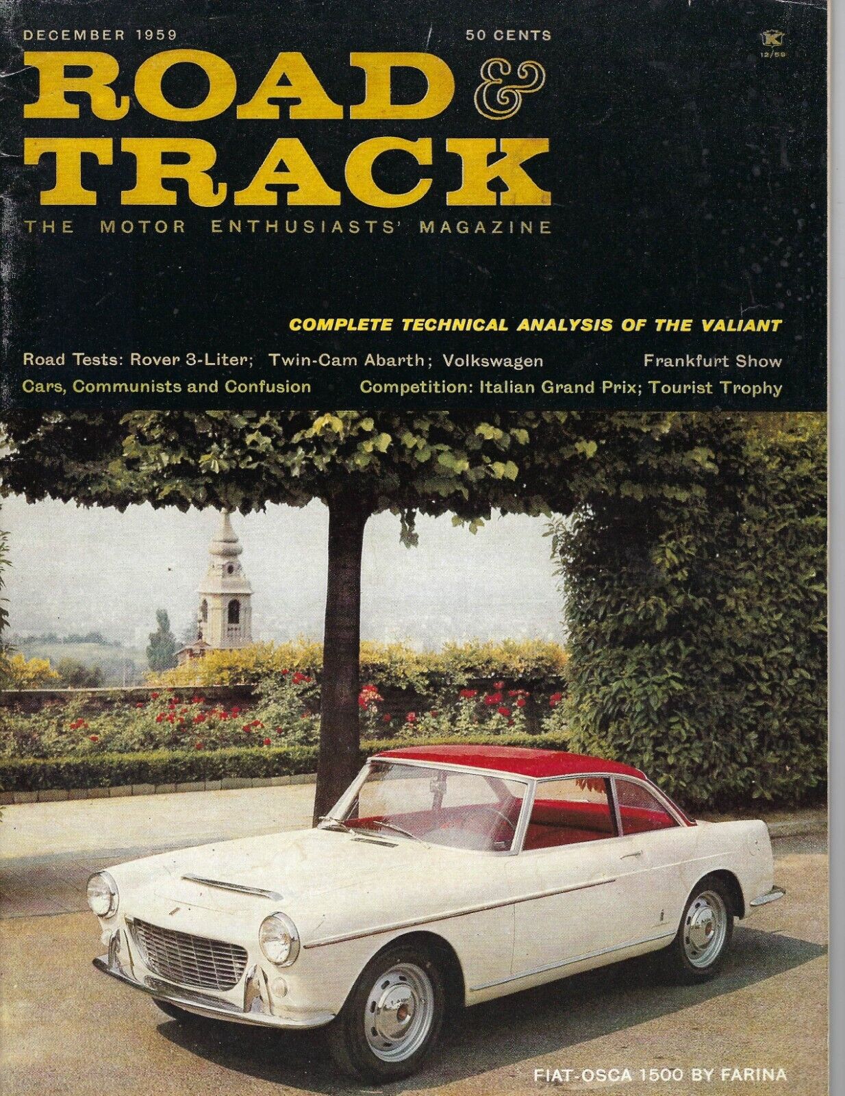 1959 DECEMBER Road & Track car magazine Fiat Osca 1500 by Farina Grand Prix VG