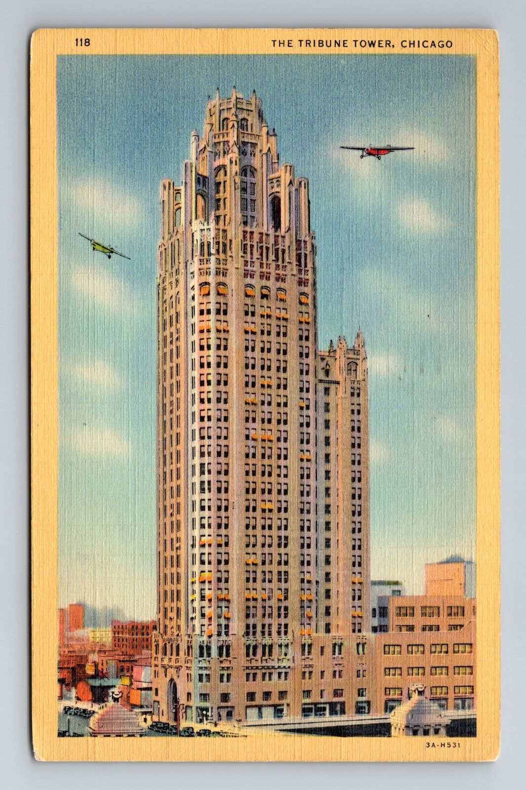 Chicago IL-Illinois, Tribune Tower, c1939 Antique Vintage Souvenir Postcard