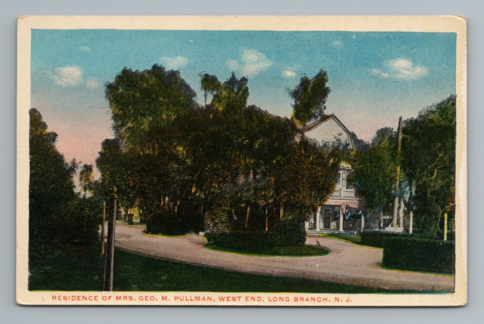 Long Branch New Jersey Pullman West End Home Vintage Postcard