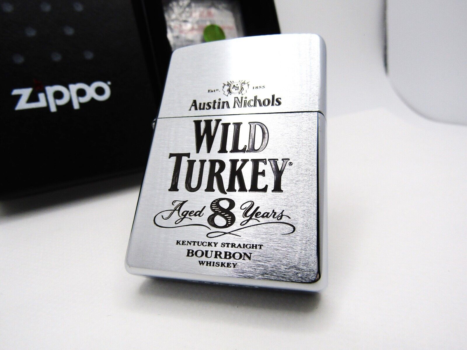 Wild Turkey Aged 8 Years Engraved Bourbon Whiskey Zippo 2007 MIB Rare