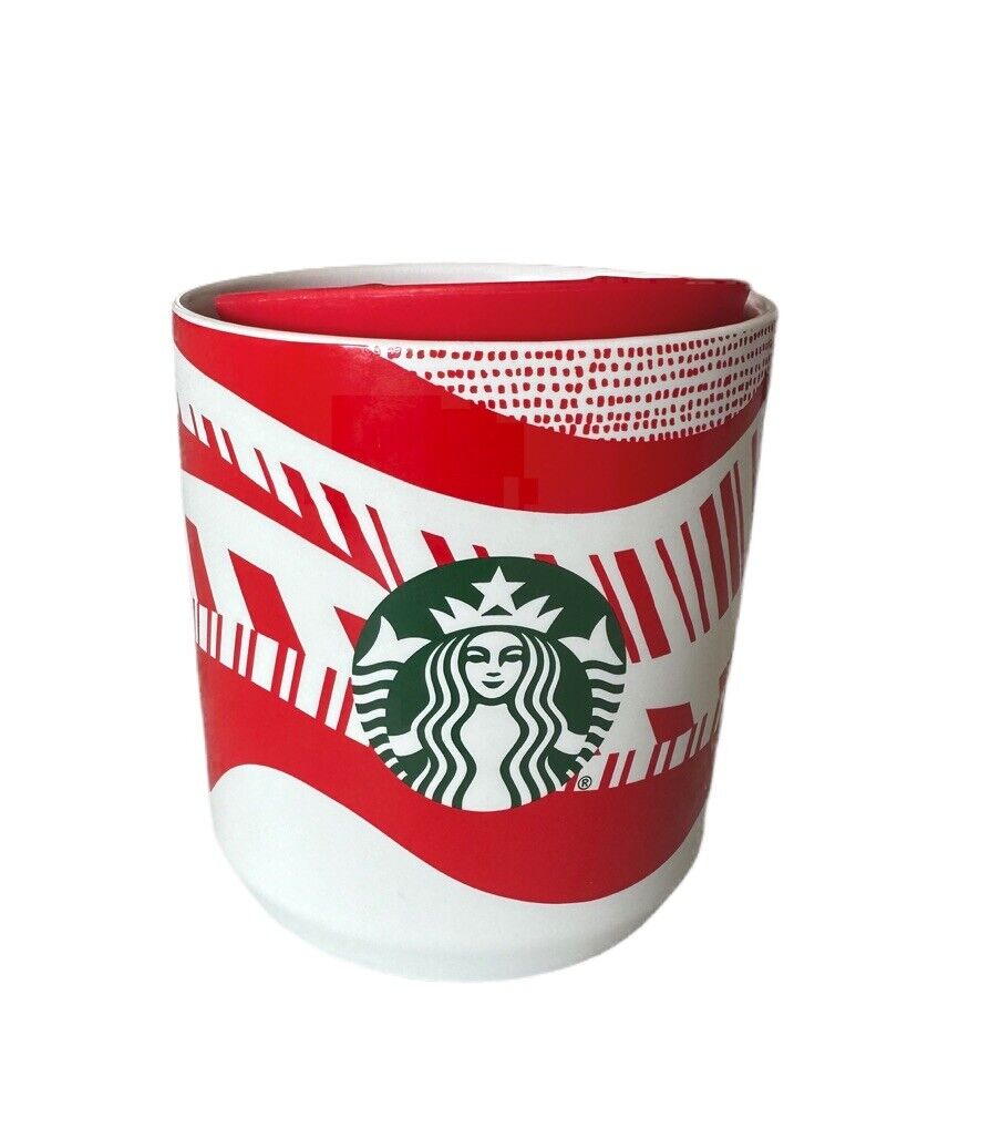 Starbucks Holiday Christmas 2021 Ceramic Coffee Red White Mug with Lid 8oz 