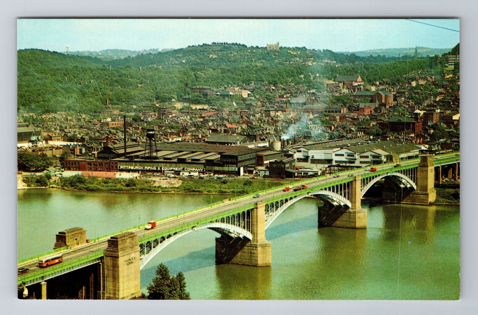 Pittsburgh PA-Pennsylvania, Washington Crossing Bridge, Antique Vintage Postcard