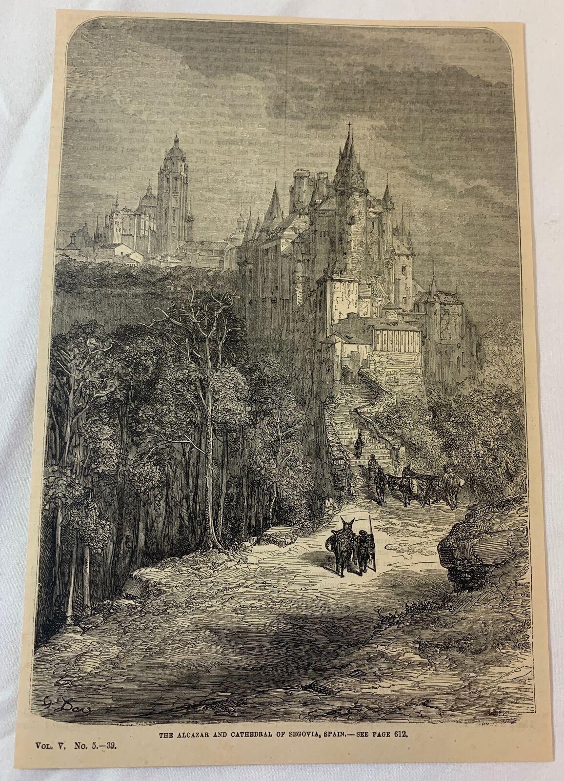 1879 magazine engraving ~ THE ACAZAR AND CATHEDRAL OF SEGOVIA Spain