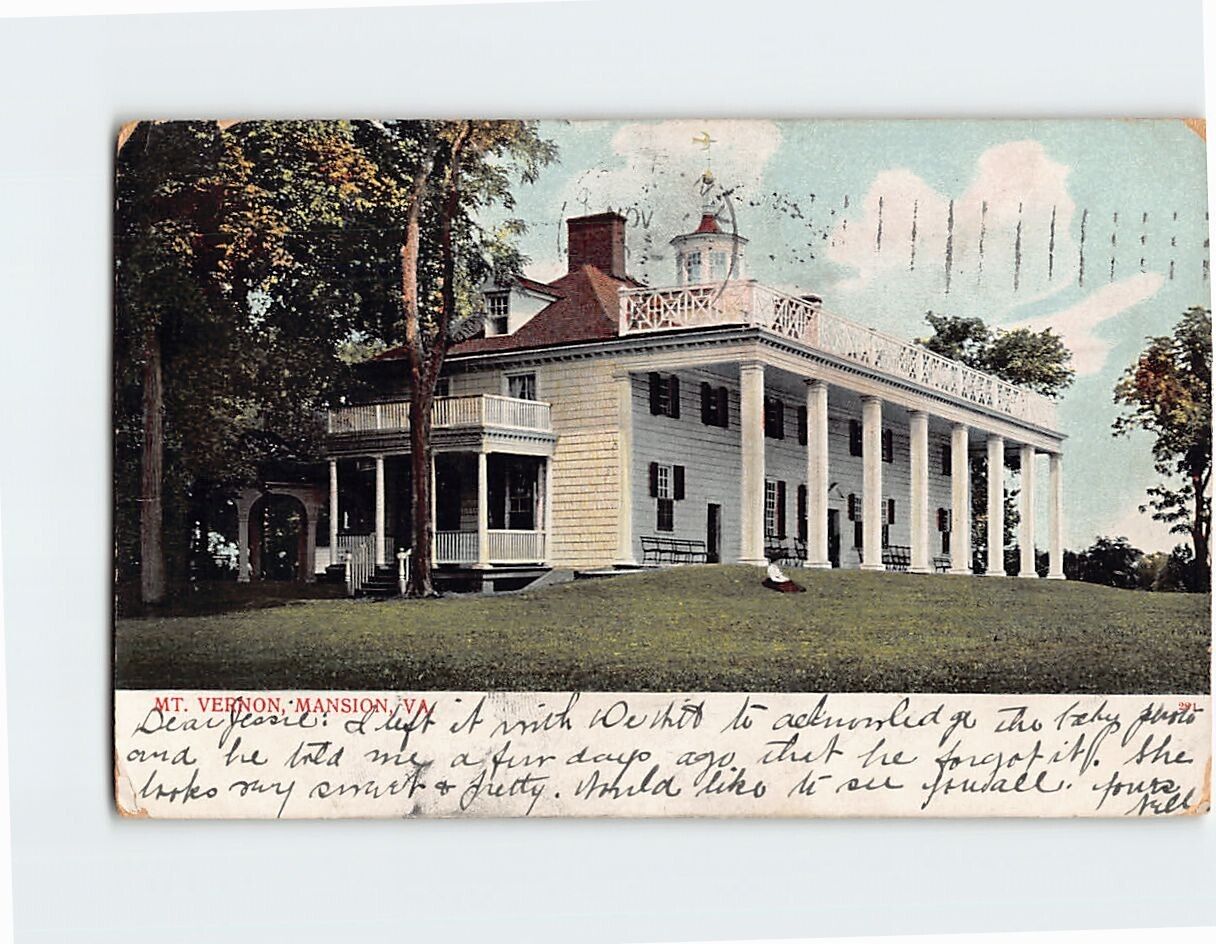Postcard Mt. Vernon Mansion Virginia USA