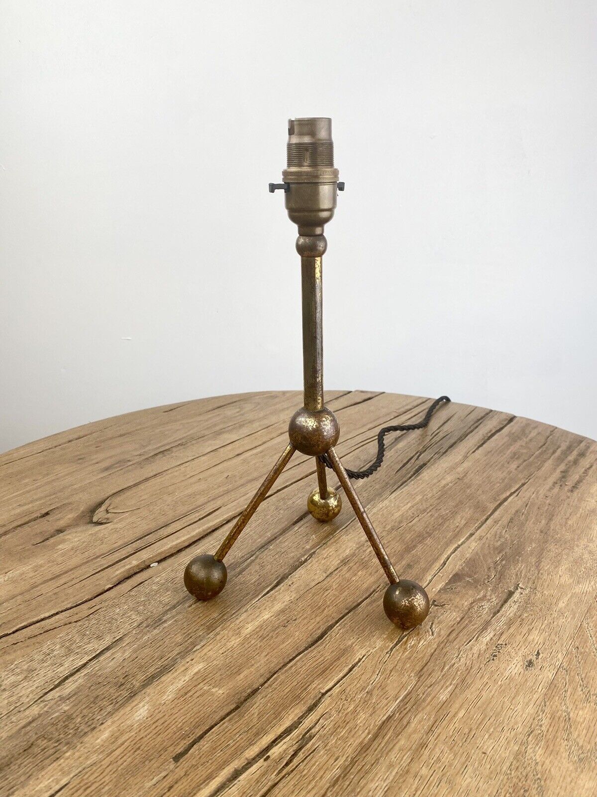 A Gilt Brass Tripod Antique Table Lamp Circa 1900