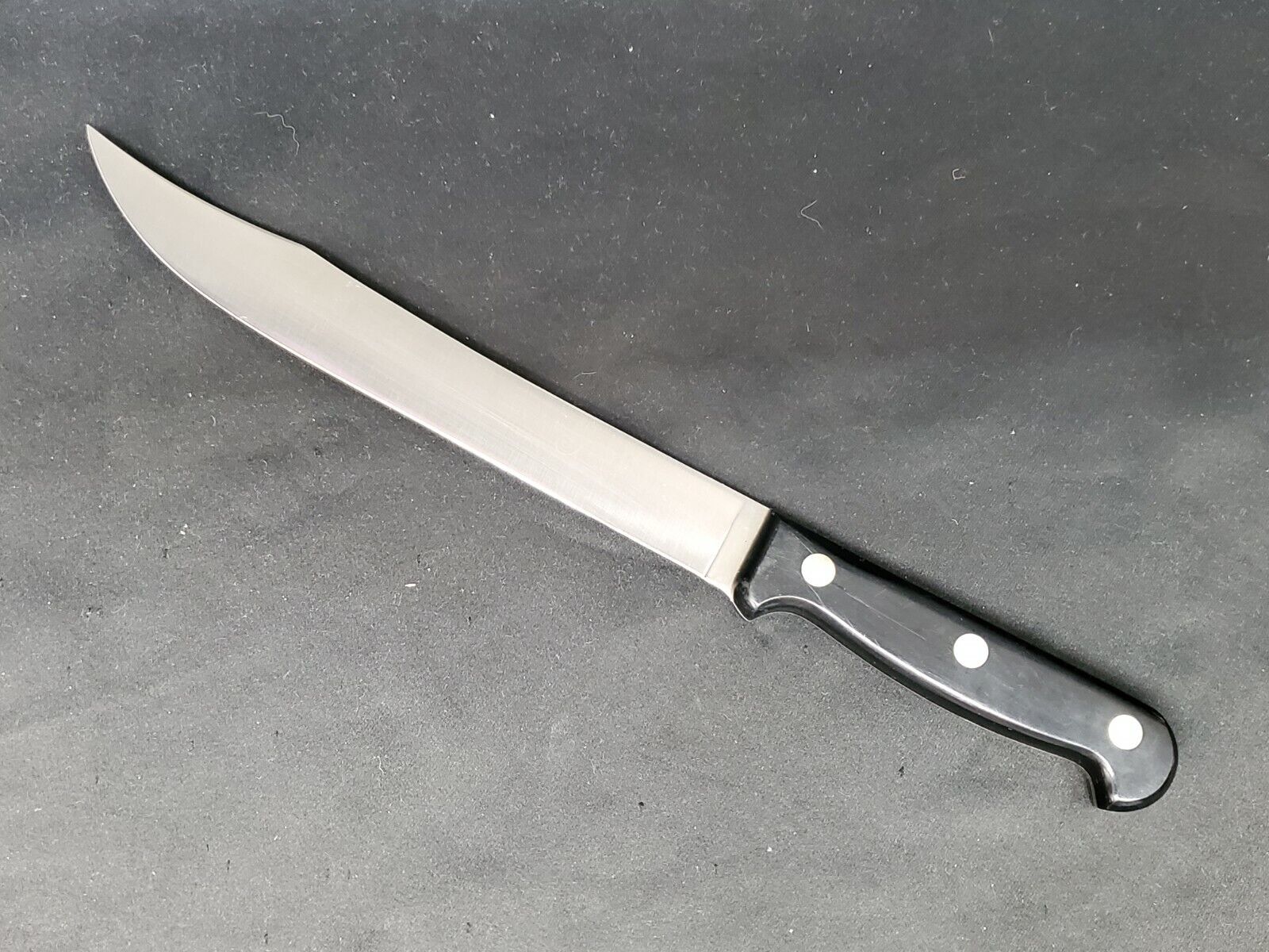 RAZOR KEEN VINTAGE ALCAS #3123 CHEF\'S YATAGAN SLICING/CARVING KNIFE, MADE IN USA