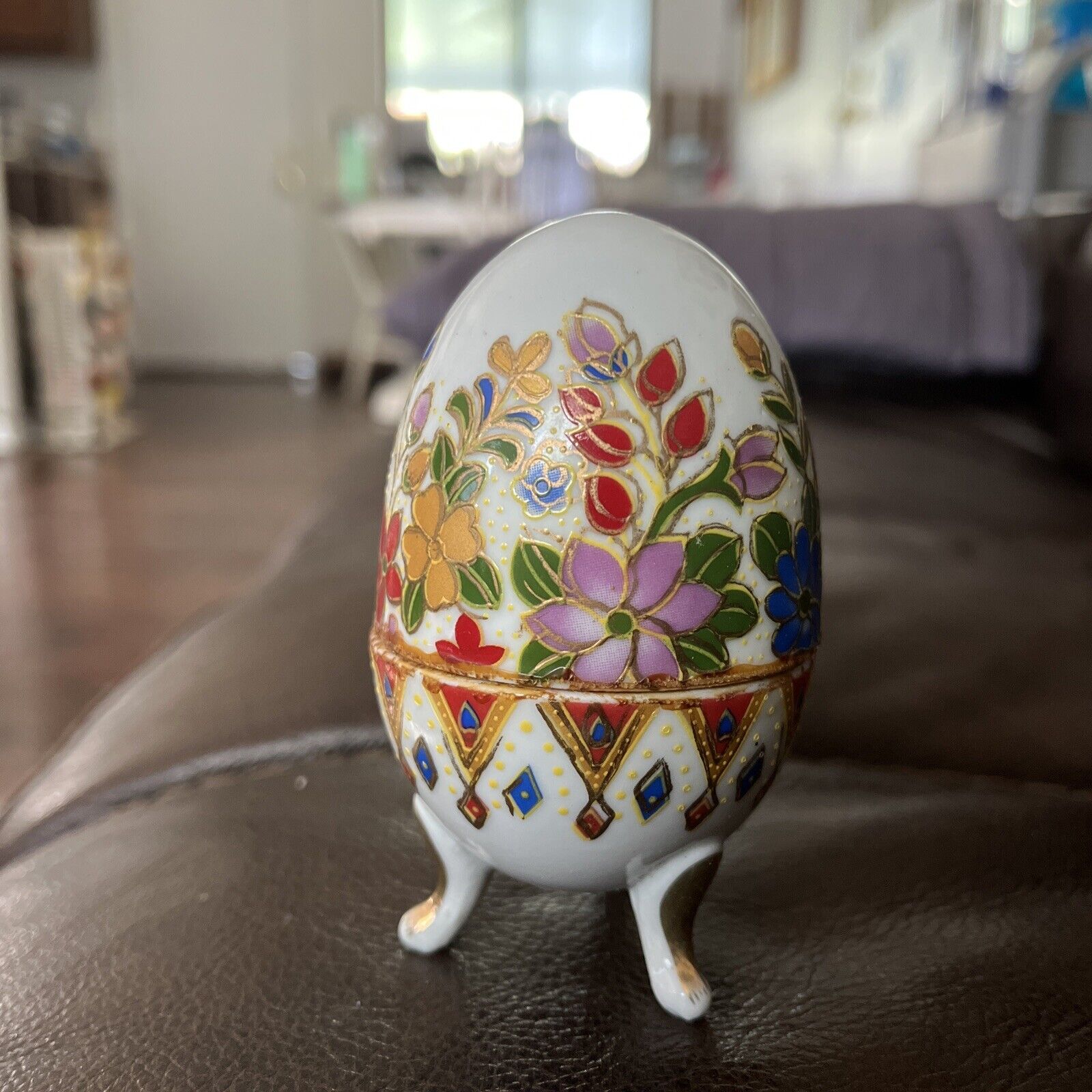 Vintage Decorated Soft Boiled Egg Holder Cup Hand Painted? Porcelain Flowers