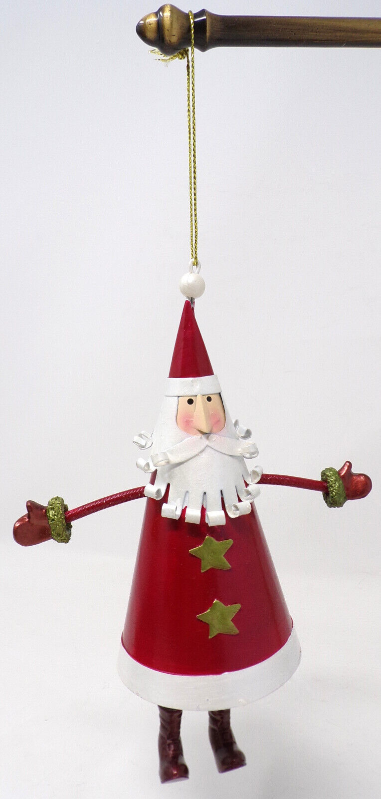 Tin Cone Shaped Santa Clause Christmas Ornament 6in.