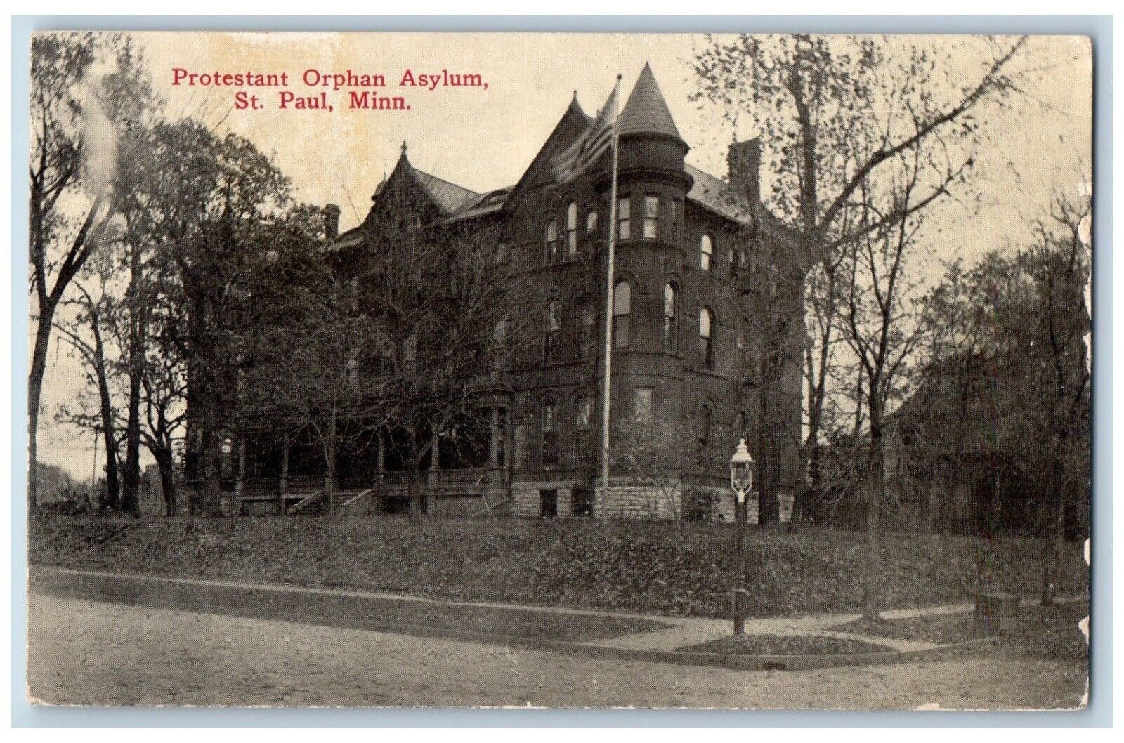 St. Paul Minnesota Postcard Protestant Orphan Asylum Road c1910 Vintage Antique