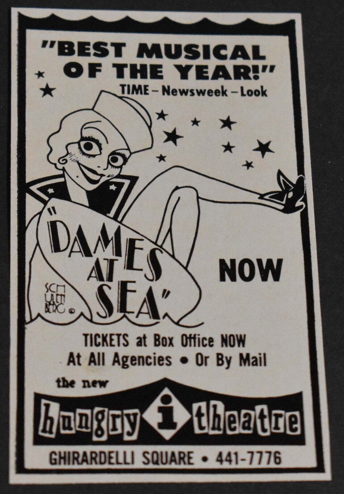 1969 Print Ad San Francisco Hungry I Theatre Dames at Sea Musical Art