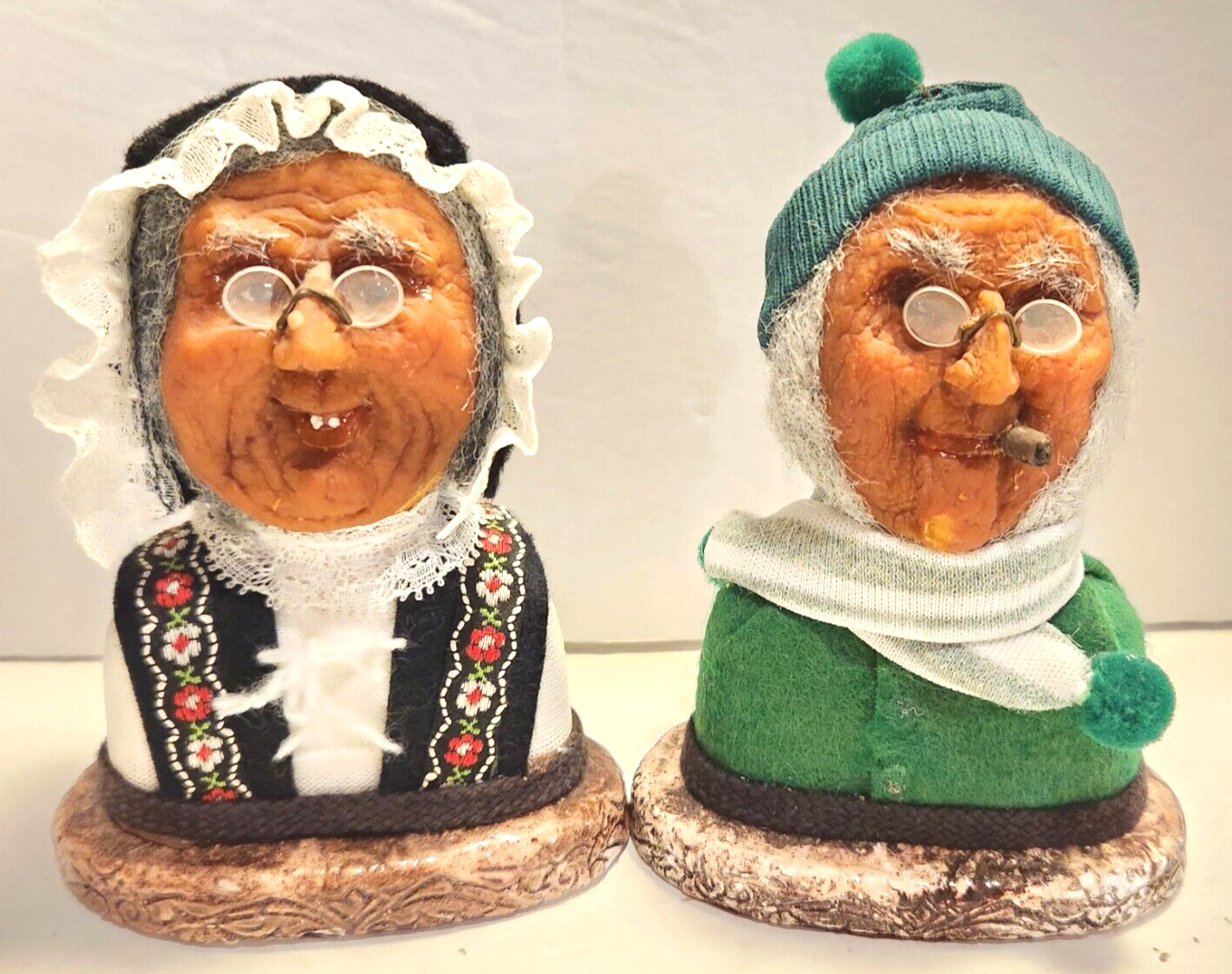 Muriel Rauland Apple Sculpture Folk Art Reproductions OLD Man Woman Figures