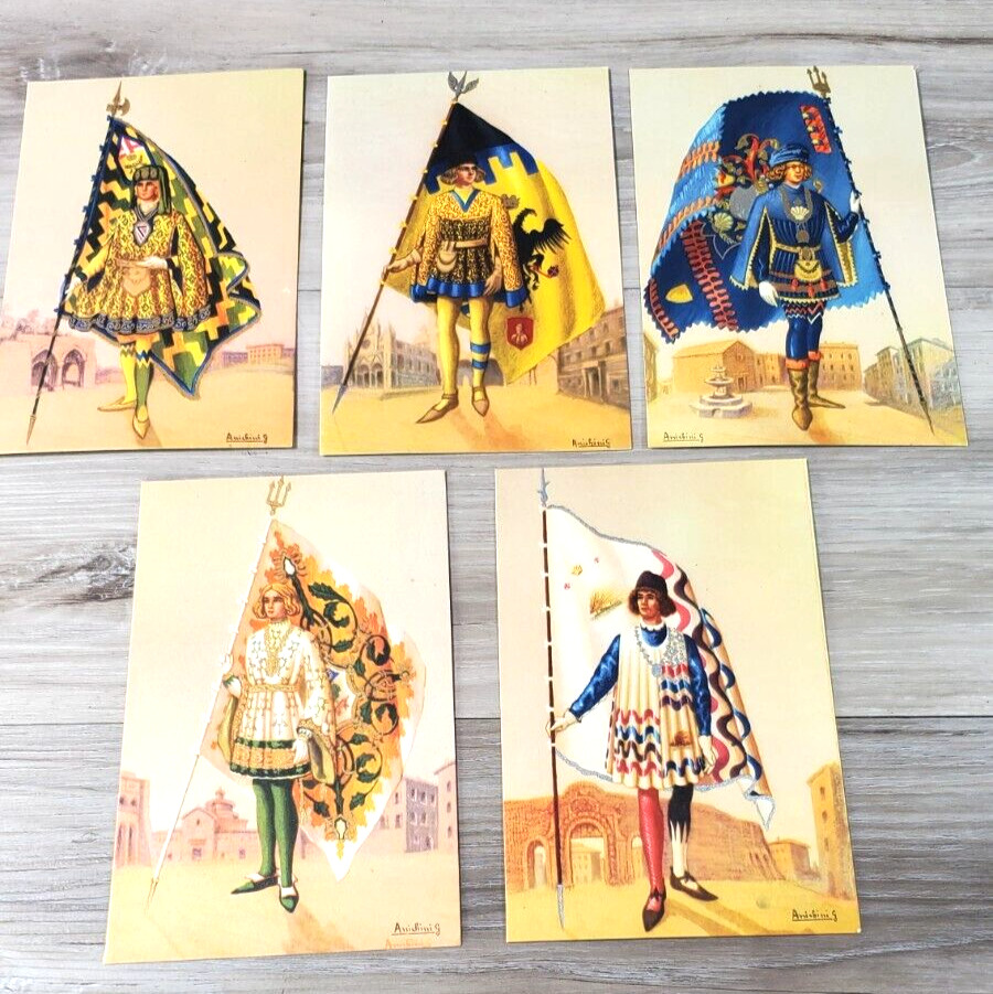 Vintage Italy Postcard Paggi delle storiche Contrade di Siena Set of 5