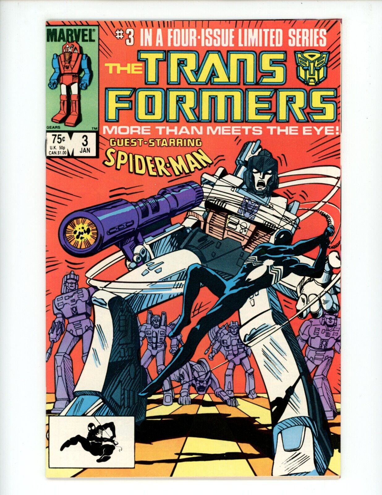 Transformers #3 Comic Book 1985 VF Marvel Spider-Man Crossover