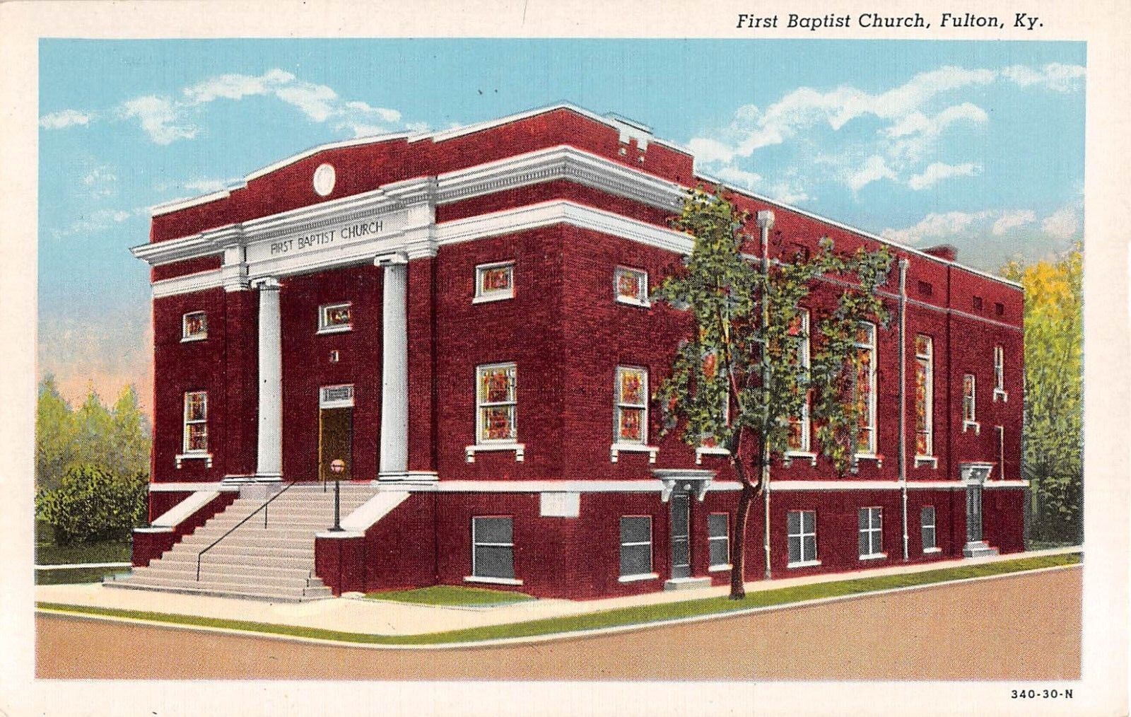 c.1940 First Baptist Church Fulton KY post card