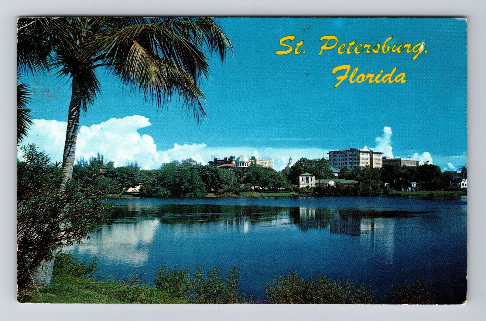 St. Petersburg FL -Florida, View the City over Mirror Lake, Vintage Postcard