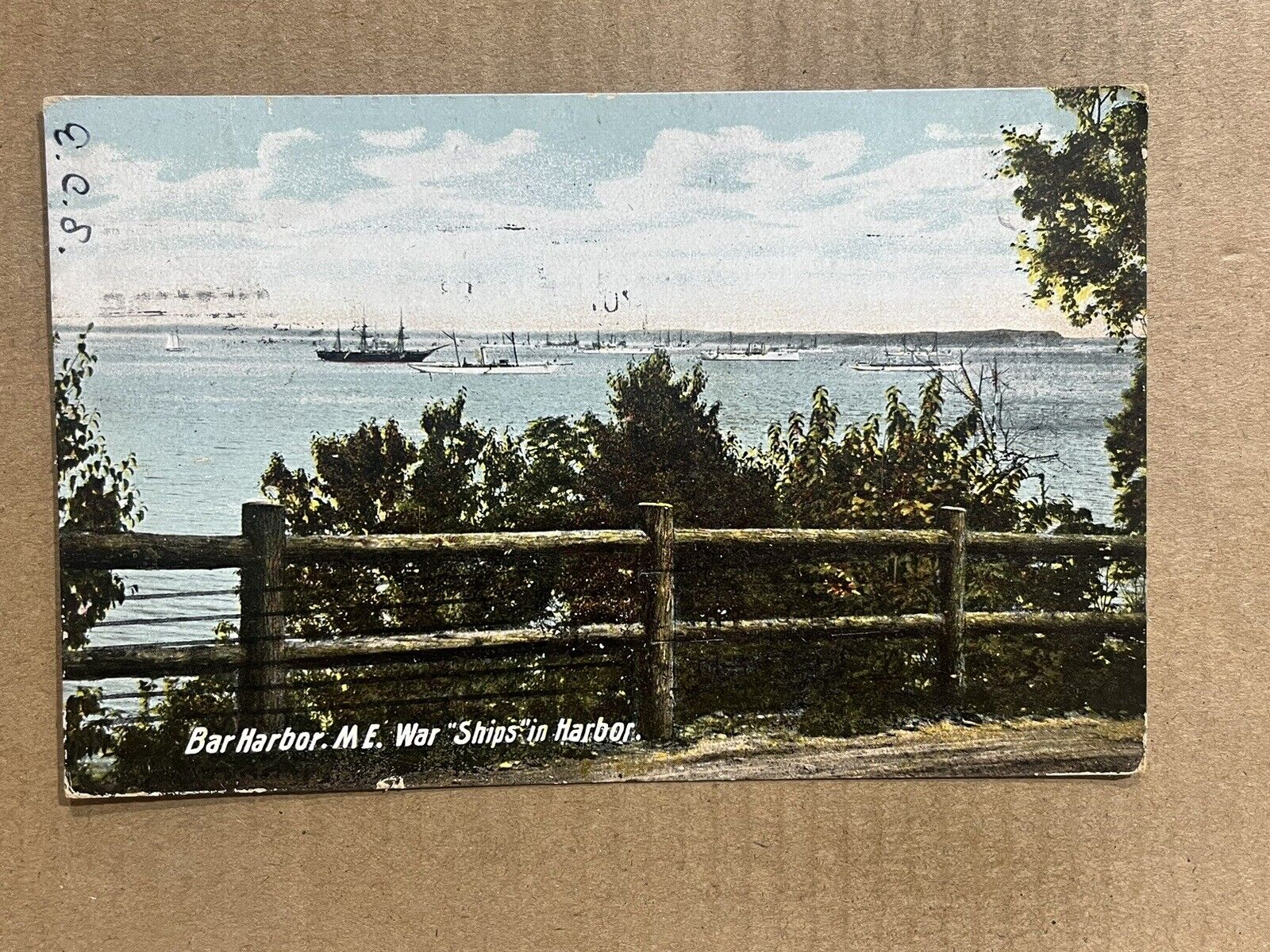 Postcard Bar Harbor ME Maine Military Navy War Ships Harbor Vintage 1907 UDB