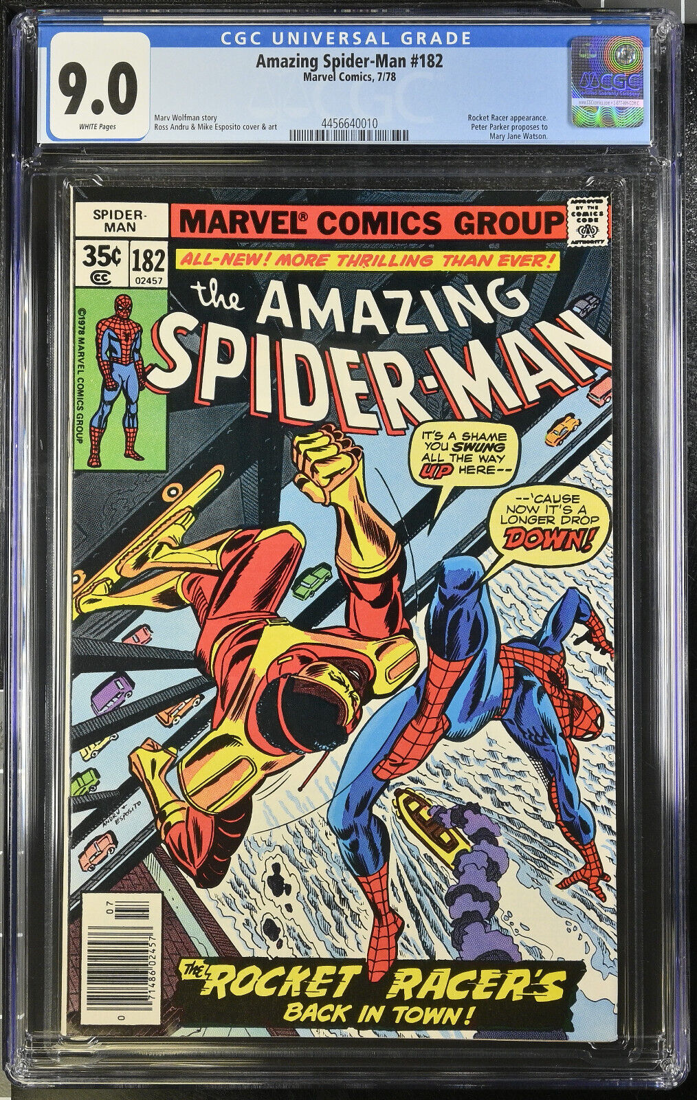 Amazing Spider-Man #182 CGC 9.0 White Pages - 1978 - Rocket Racer cover