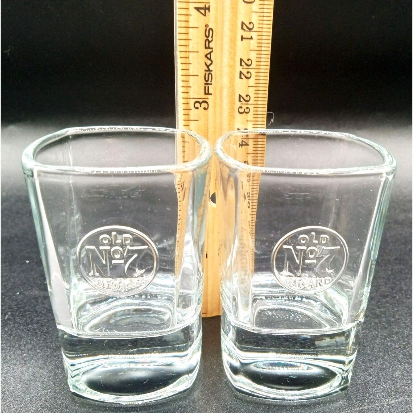 Pair of Jack Daniels Old No 7 2.75 Inch Drinking Shot Glasses Barware 2 Ounce