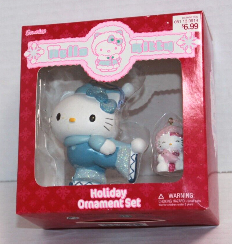 2007 Hello Kitty Christmas Ornament Set Of 2 NIB