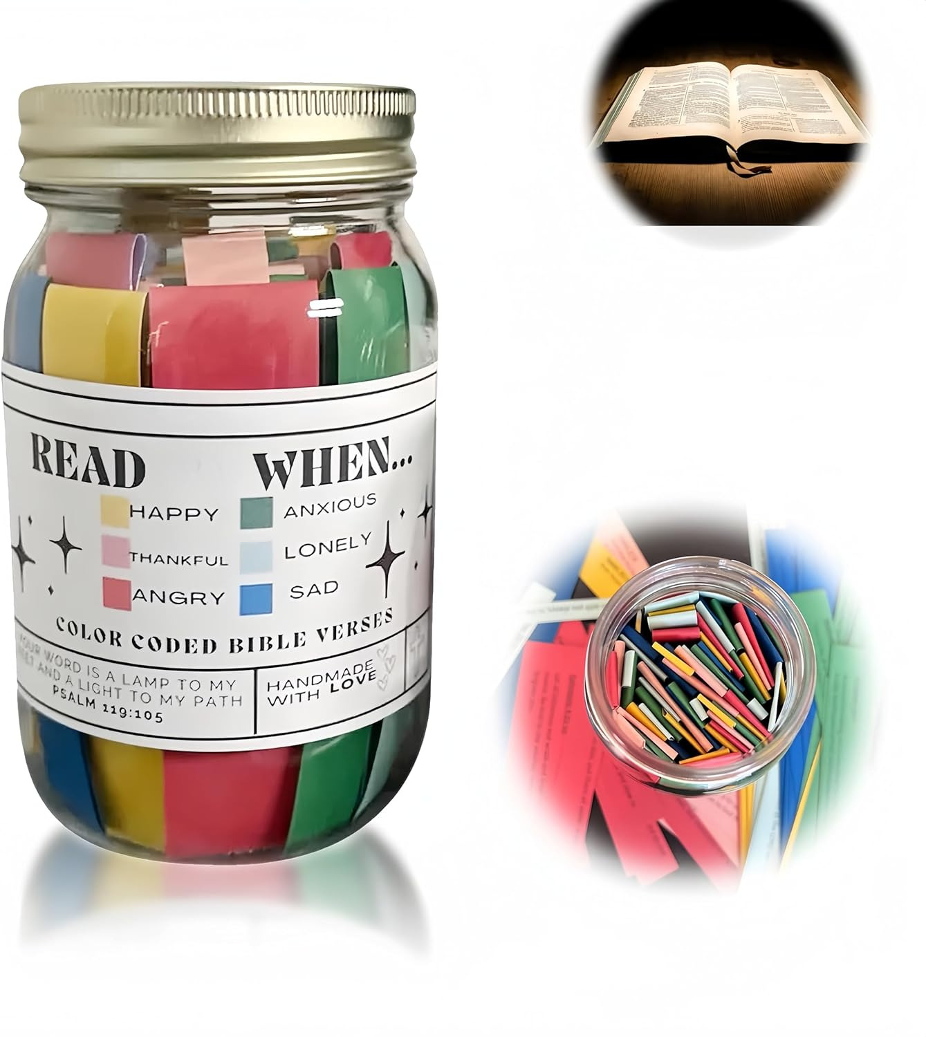 Christian Gift Bible Verses in a Jar - Color Coded Bible Verses - Great Gift