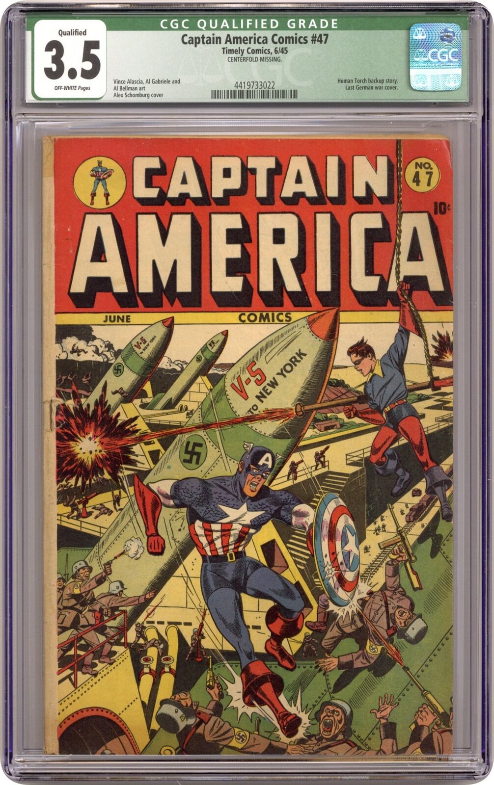 Captain America Comics #47 CGC 3.5 QUALIFIED 1945 4419733022