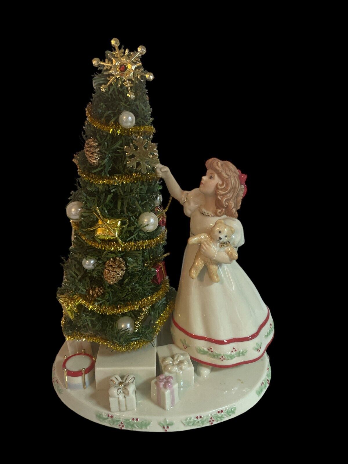 Lenox Sandra Kuck Figurine Night Before Christmas Girl and Teddy  In Box