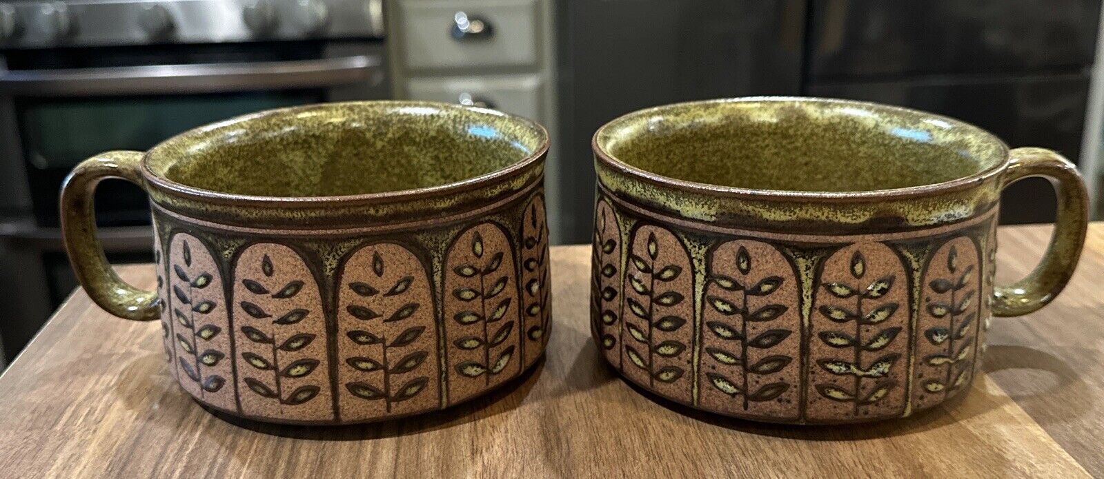 Otagiri Style Boho Bowls Mugs Stoneware 1970s Set of 2 Two Vintage