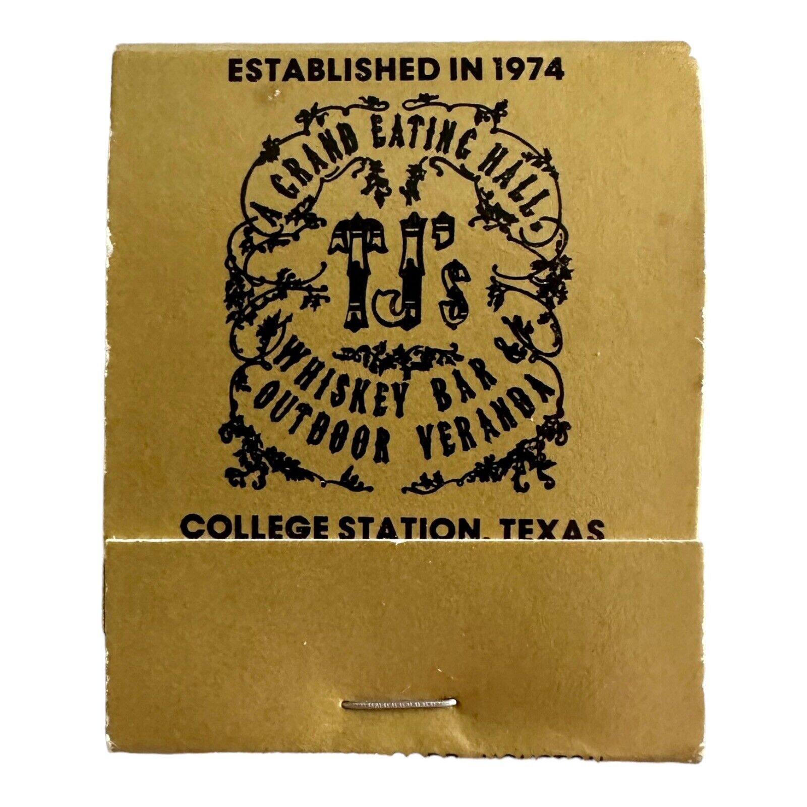 Vintage TJ’S WHISKEY BAR RESTAURANT Full Matchbook College Station TX Unstruck