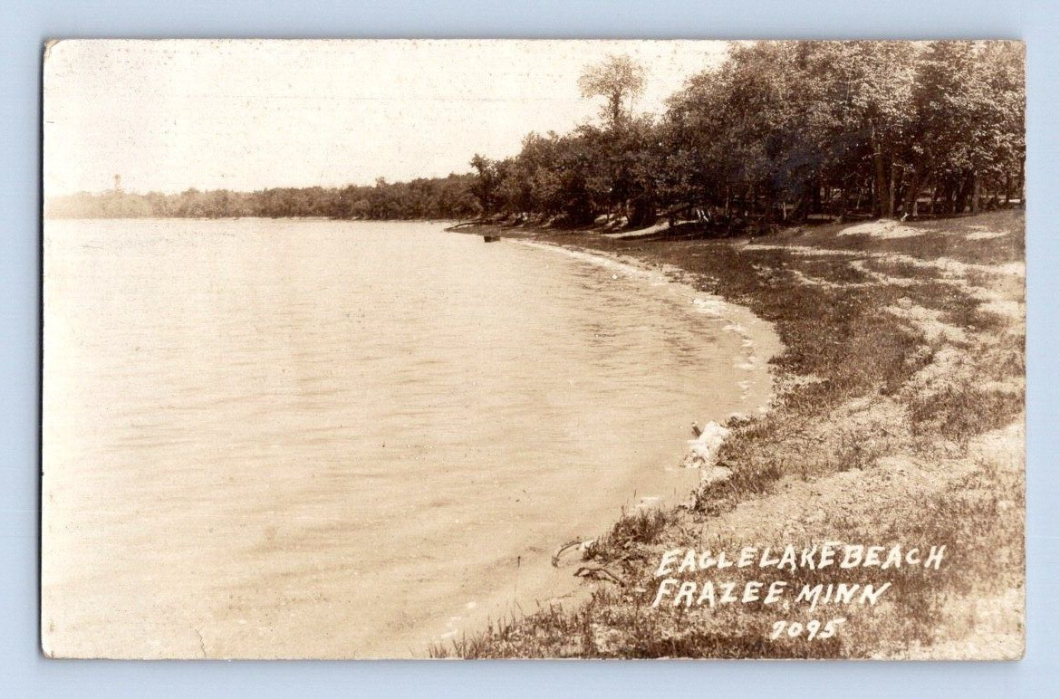 RPPC 1928. EAGLE LAKE BEACH. FRAZEE, MINN. POSTCARD. HH16