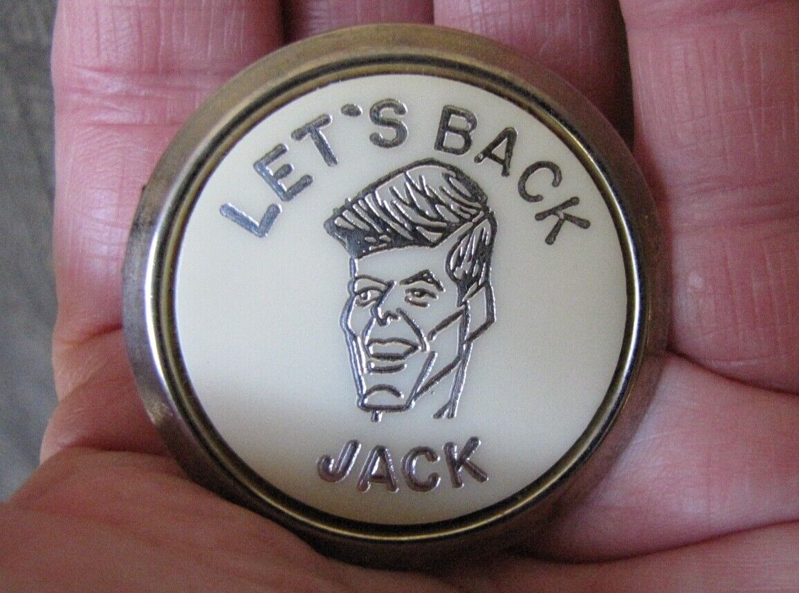 LET\'S BACK JACK -John F Kennedy Campaign Tie Clasp Clip Caricature VINTAGE 1960