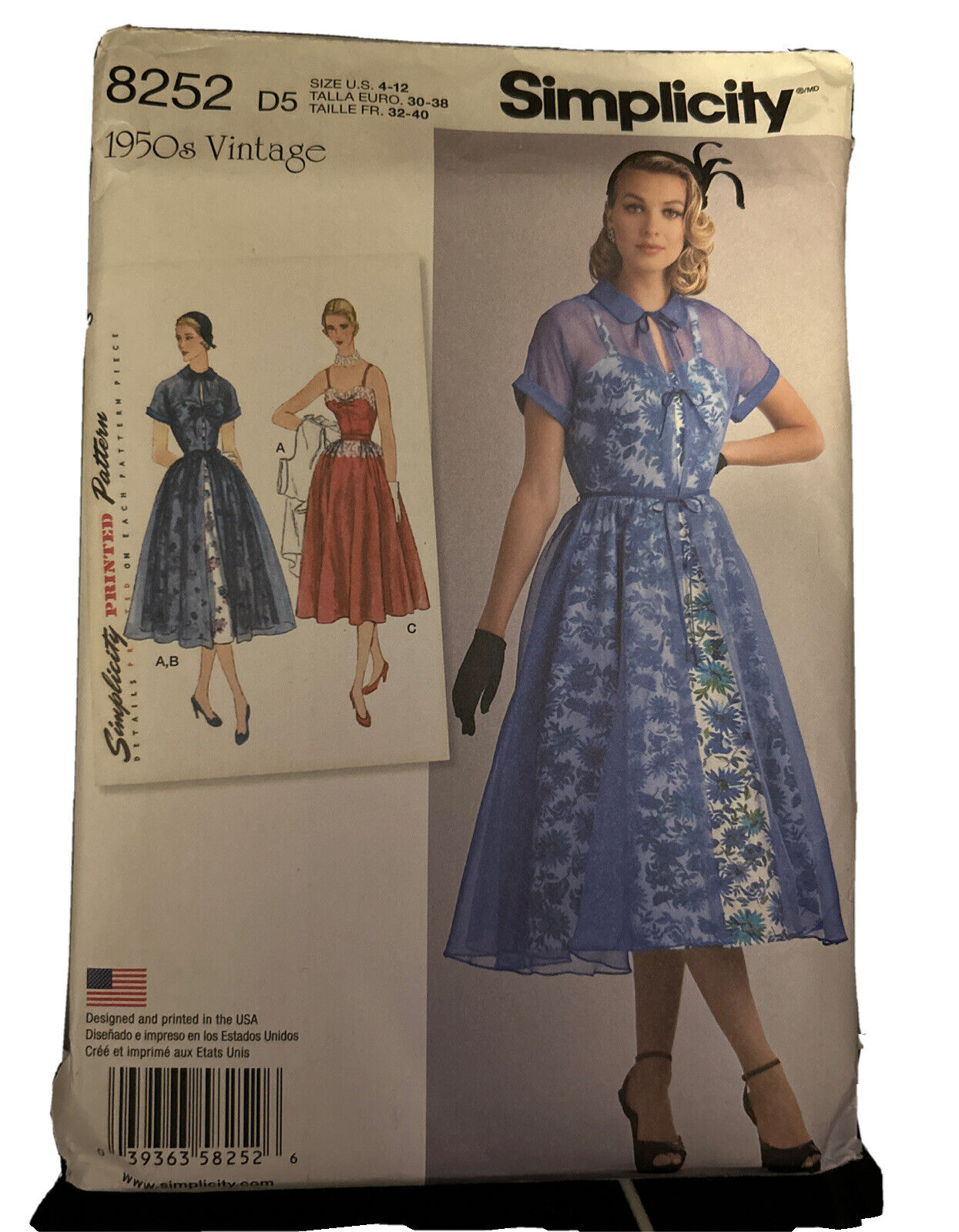 Simplicity 8252 Misses 1950s Style Dress Sewing Pattern 4-12 *Uncut* New