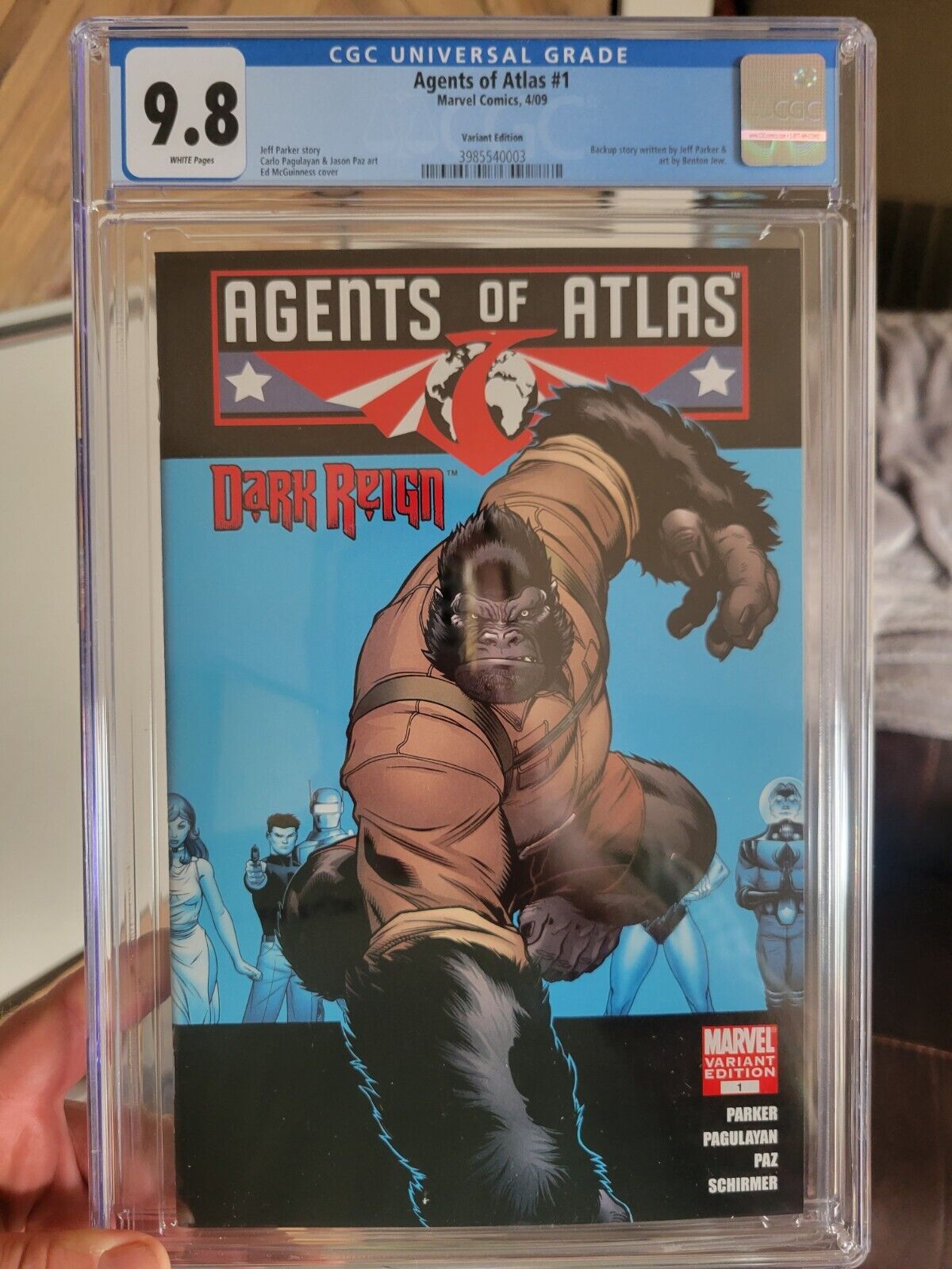Agents Of Atlas #1 CGC 9.8 1:20 Gorilla Man Variant Marvel Comics 2009