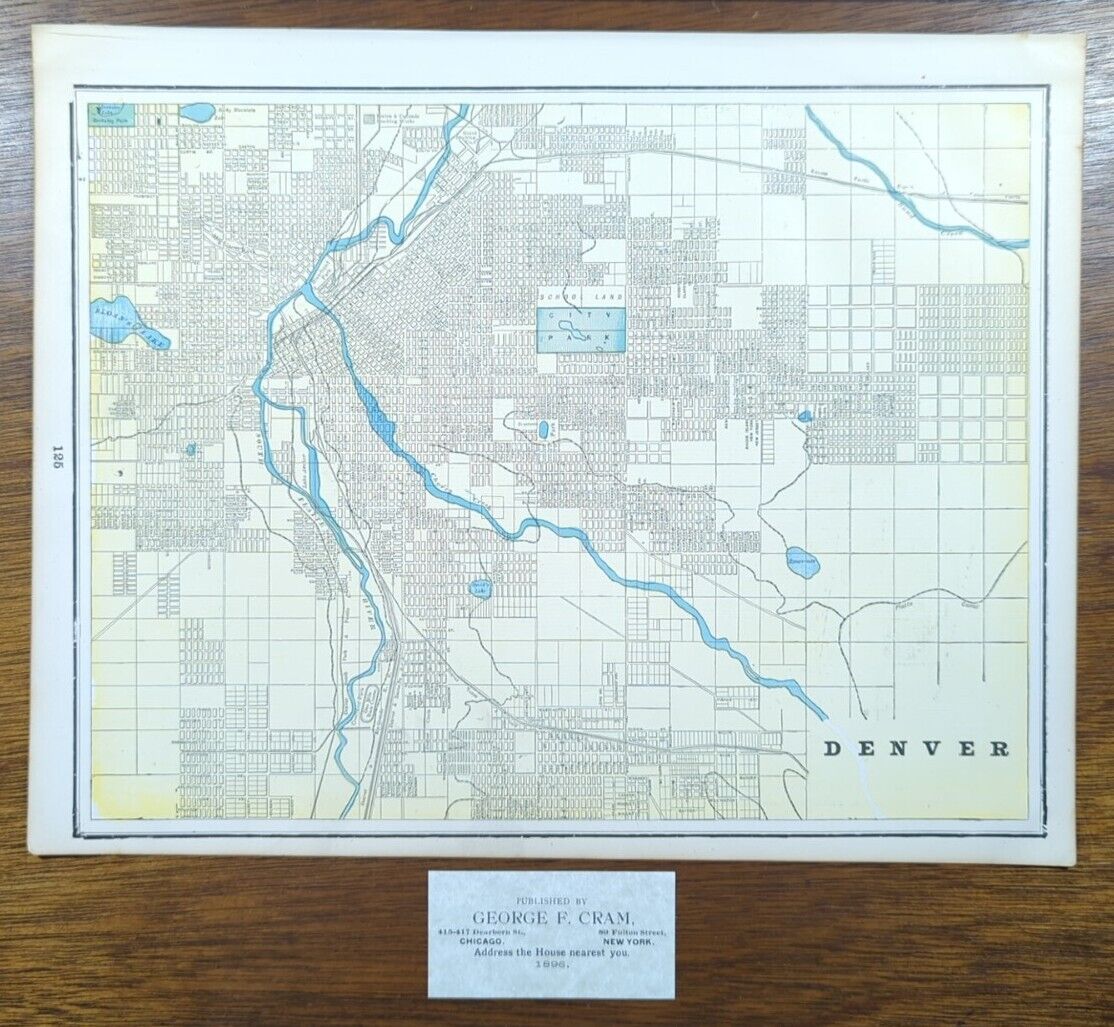 Vintage 1896 DENVER COLORADO Map 14\