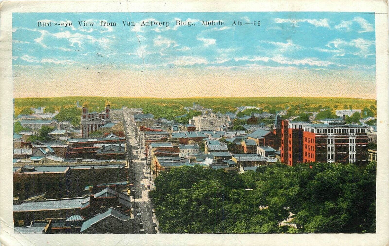 1925 View From Atop Van Antwerp Building, Mobile, Alabama Postcard