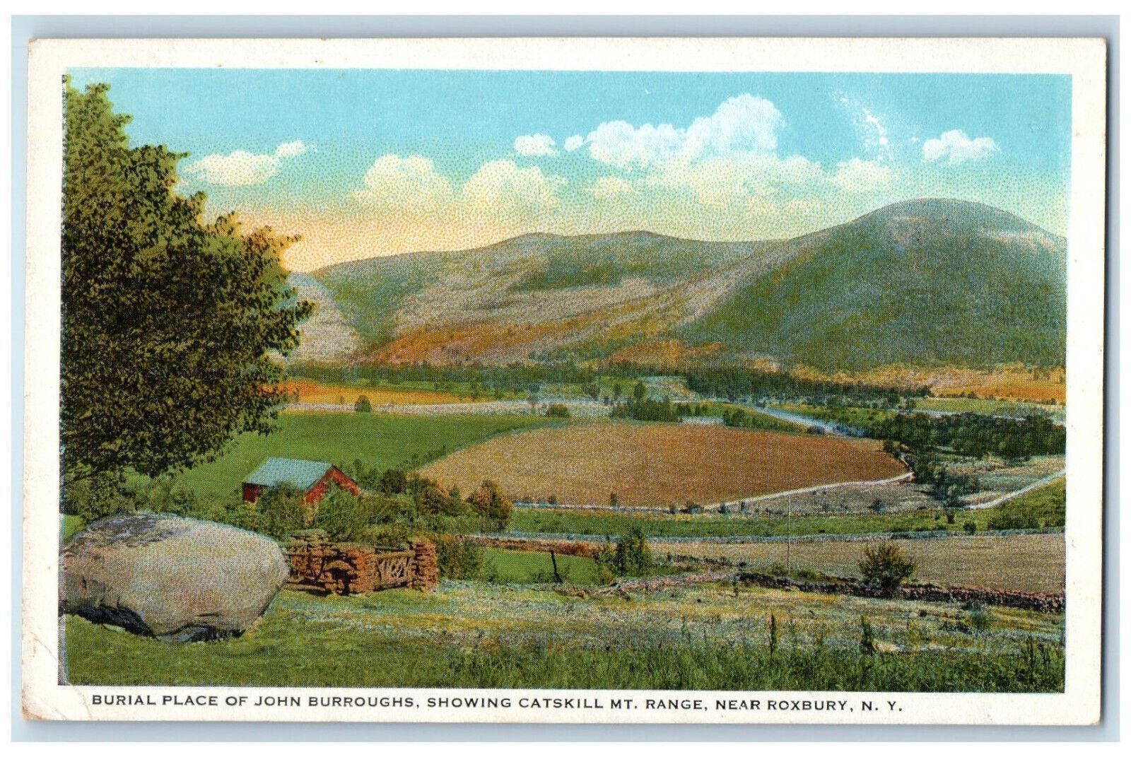 c1920\'s Burial Place of John Burroughs Catskill Mt. Range Roxbury NY Postcard