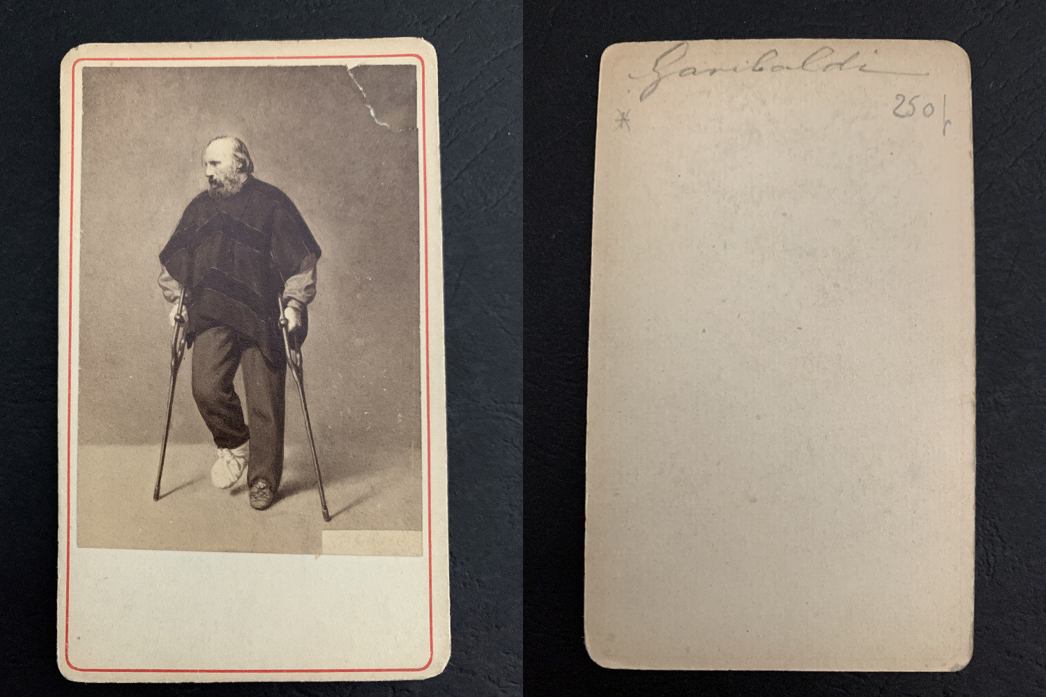Giuseppe Garibaldi, Injured, September 1862 Vintage Albumen Print. CDV.Le Gener