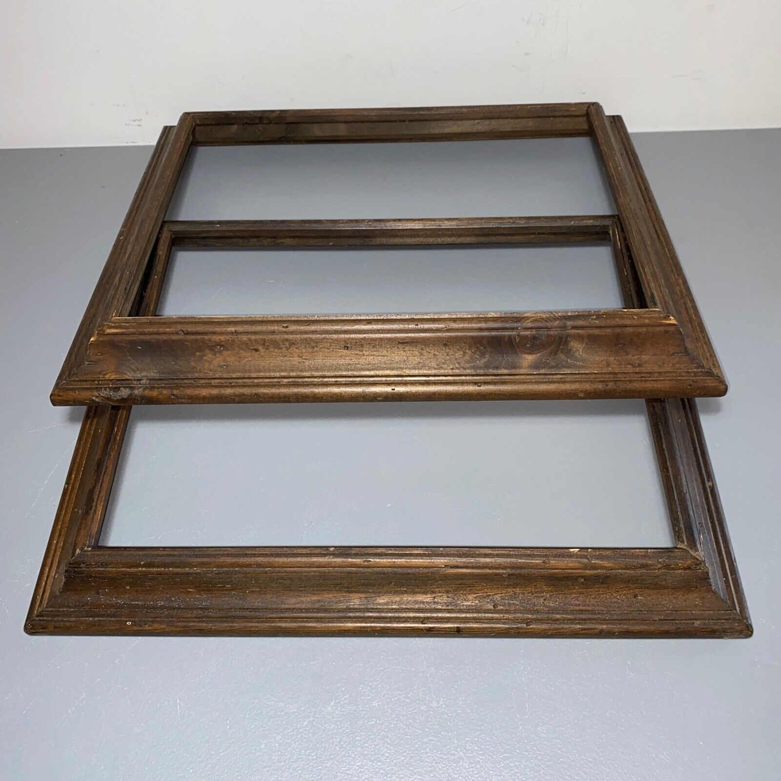 ANTIQUE ARTS CRAFTS WOOD FRAME WITH WORM HOLES Lot of 2 VTG 11x14 fits painting