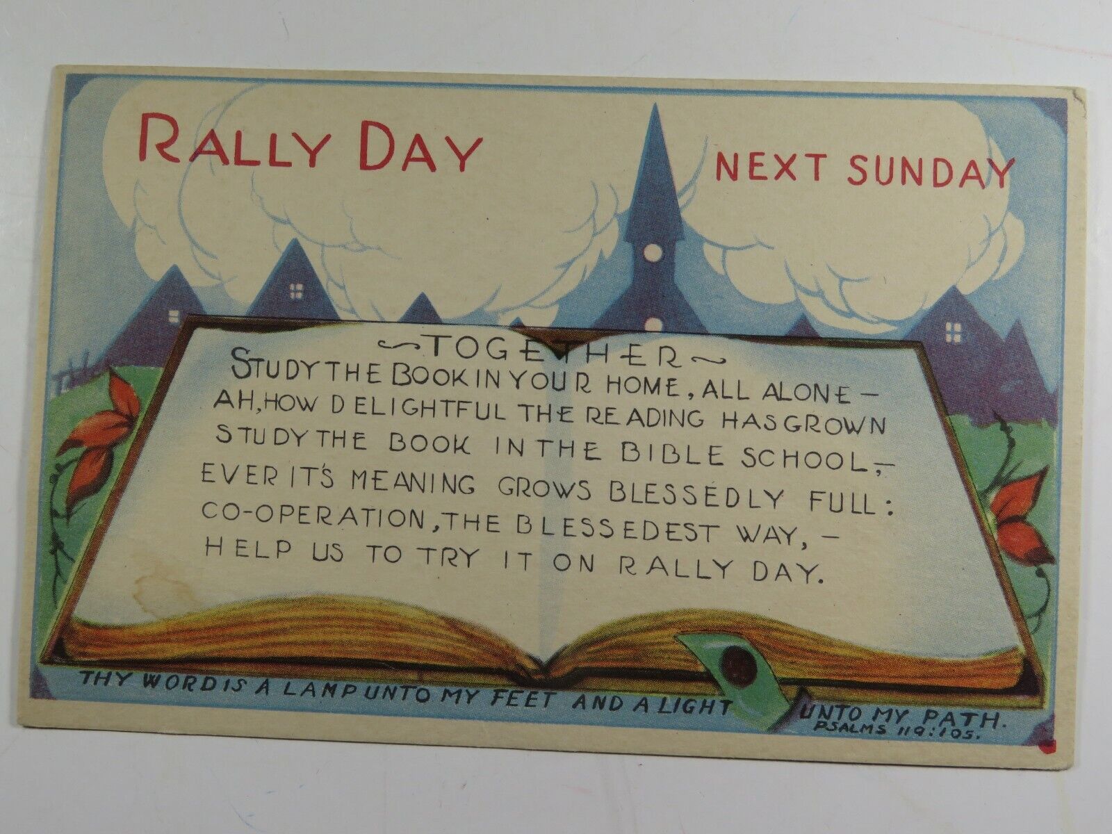 Vintage Postcard Religion Rally Day Next Sunday A5300