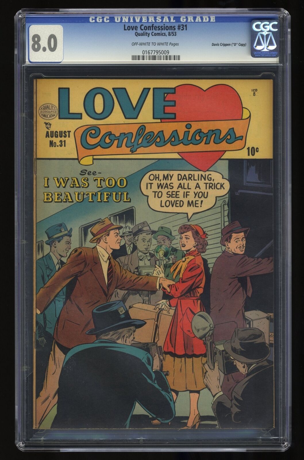 Love Confessions #31 CGC VF 8.0 Off White to White D Copy Quality Comics Group